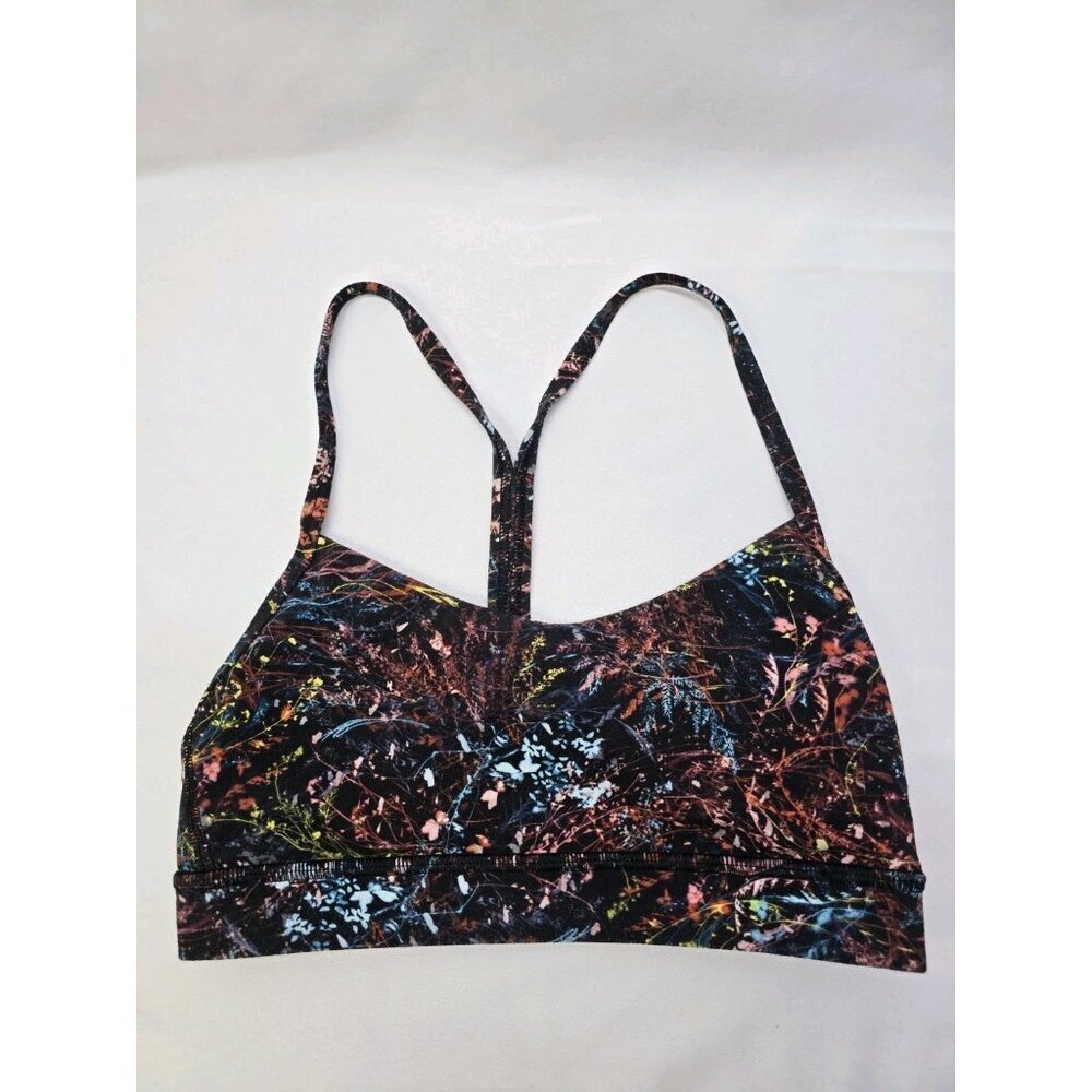 Lululemon Flow Y Bra Nulu *Light Support, B/C CupFoliage Overlay Multi Size 4